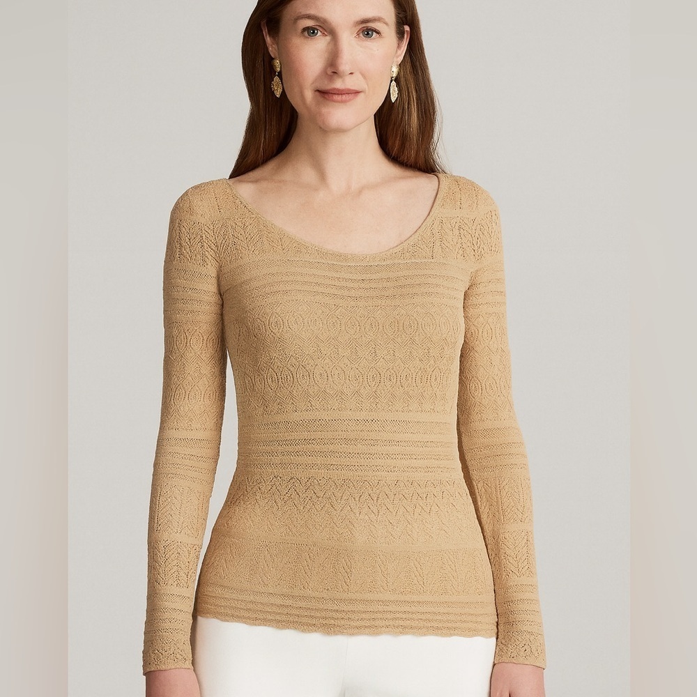Ralph Lauren Long Sleeve Crochet Knit Sweater - Picture 2 of 12